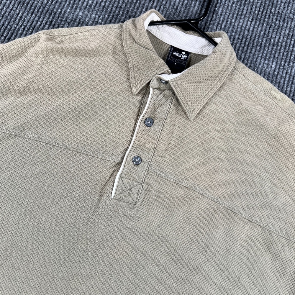 Vintage Levis Silver Tab Polo Shirt Mens Large Gray Short Sleeve Casual 1990's